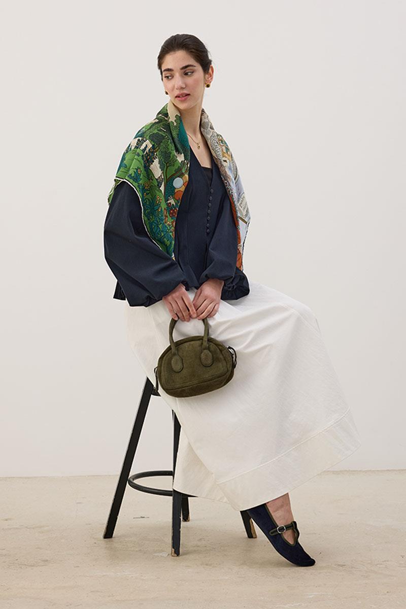 Pileli Kısa Ceket Lacivert