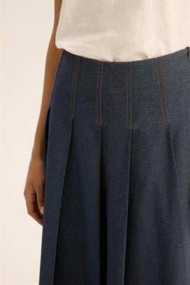 Pileli Kot Etek Camel Dikişli