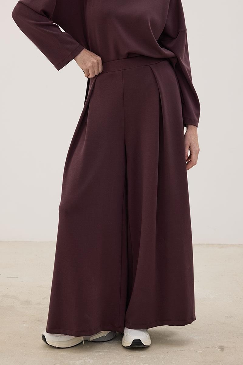 Pileli Modal Eşofman Altı Mürdüm