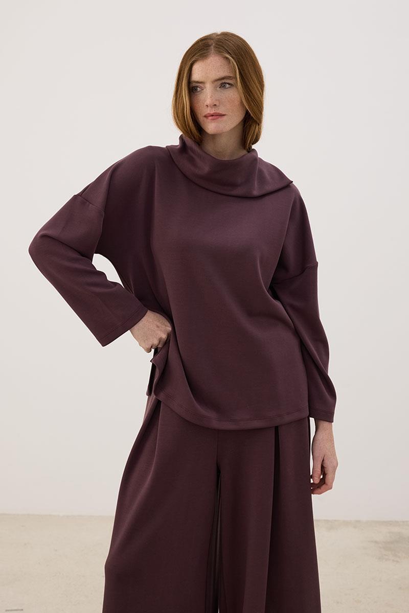 Pileli Modal Eşofman Altı Mürdüm