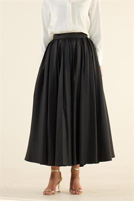 Pileli Tafta Etek Siyah