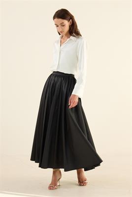 Pileli Tafta Etek Siyah