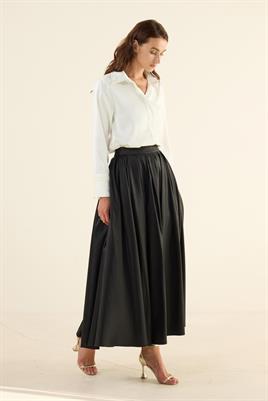 Pileli Tafta Etek Siyah