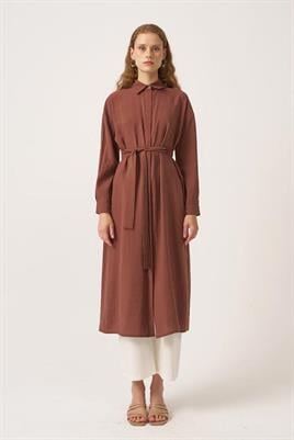 Pileli Uzun Tunik Acı kahve