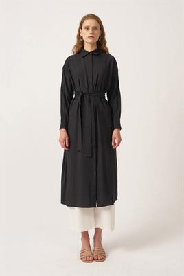 Pileli Uzun Tunik Siyah