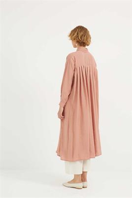 Pileli Uzun Tunik Gül kurusu