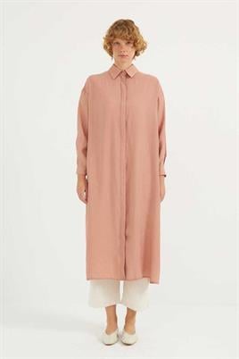 Pileli Uzun Tunik Gül kurusu