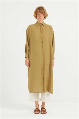 Pileli Uzun Tunik Zeytin Yeşili