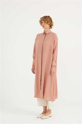 Pileli Uzun Tunik Gül kurusu