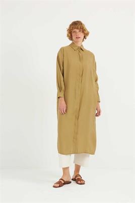 Pileli Uzun Tunik Zeytin Yeşili