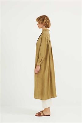 Pileli Uzun Tunik Zeytin Yeşili