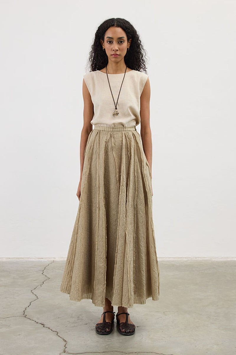 Pis Dikişli Tül Etek Çağla