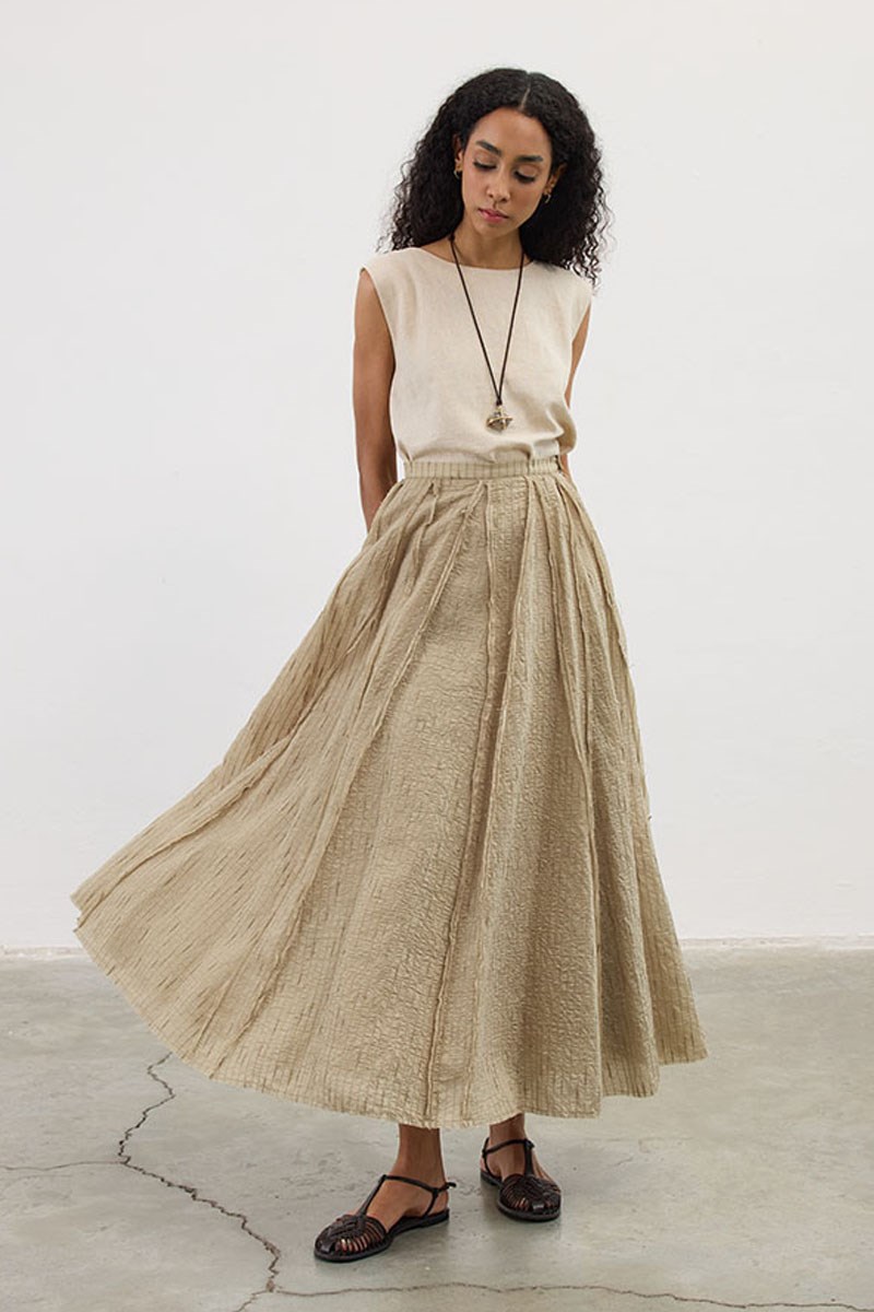 Pis Dikişli Tül Etek Çağla