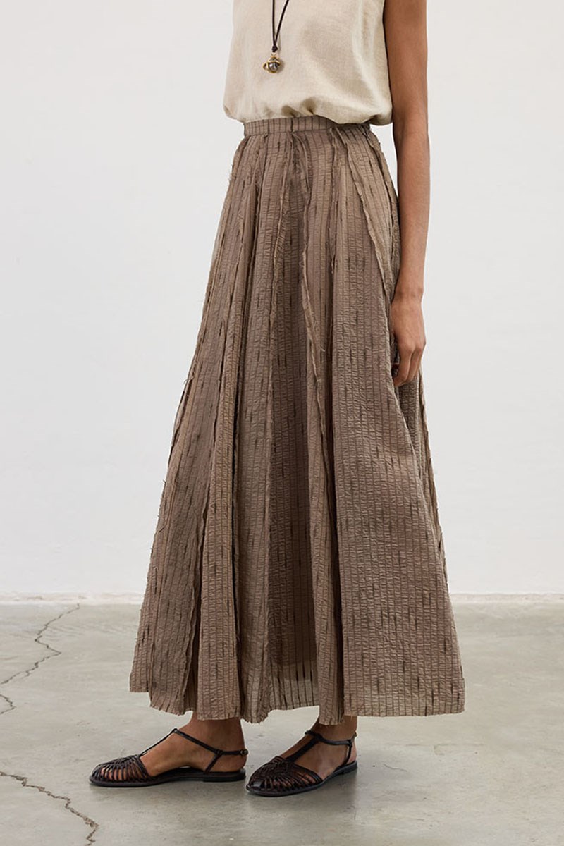 Pis Dikişli Tül Etek Vizon