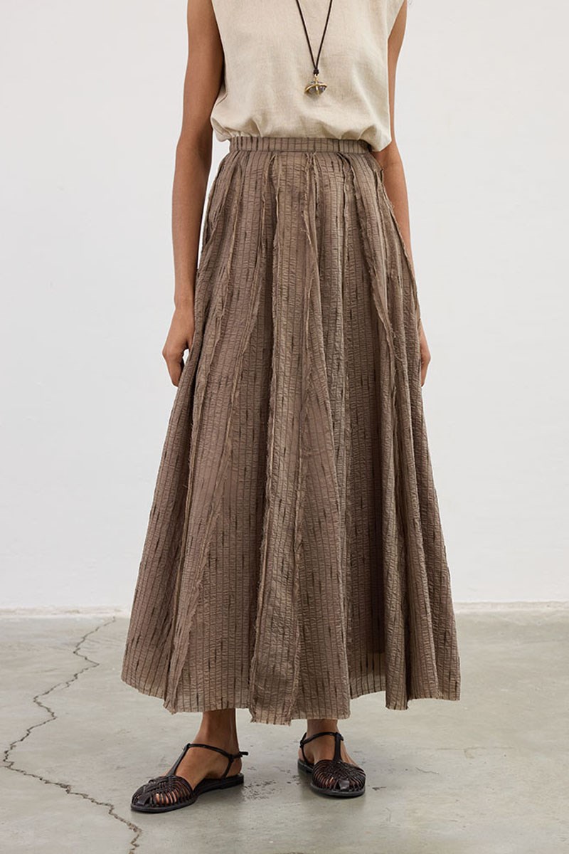 Pis Dikişli Tül Etek Vizon