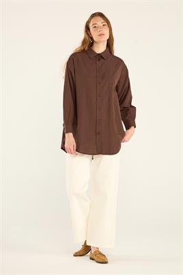 Poplin Gömlek Acı kahve