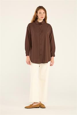Poplin Gömlek Acı kahve