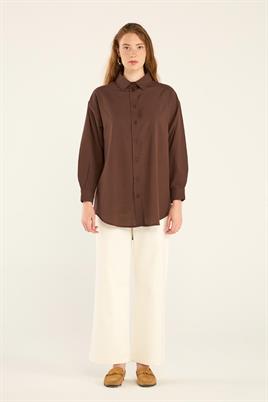 Poplin Gömlek Acı kahve