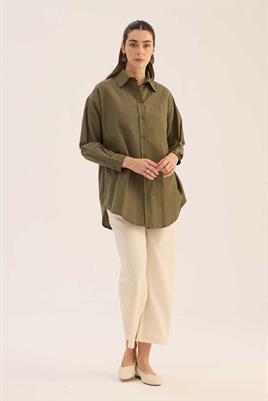Poplin Gömlek Koyu Haki