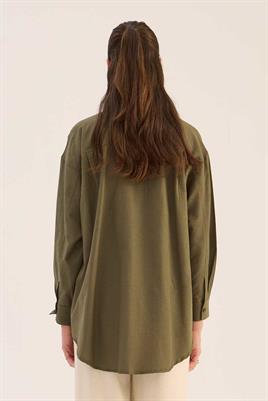 Poplin Gömlek Koyu Haki