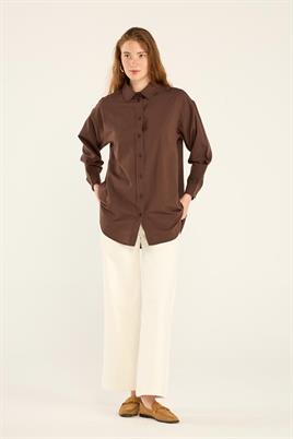 Poplin Gömlek Acı kahve