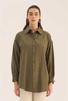 Poplin Gömlek Koyu Haki