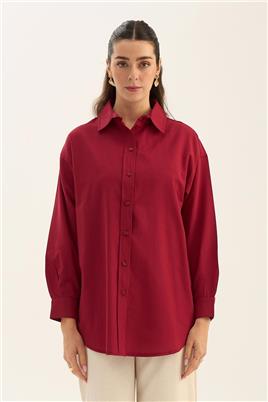 Poplin Gömlek Vişne