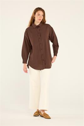 Poplin Gömlek Acı kahve