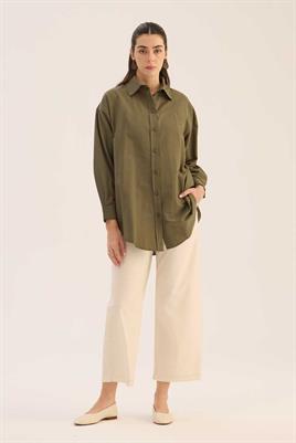 Poplin Gömlek Koyu Haki