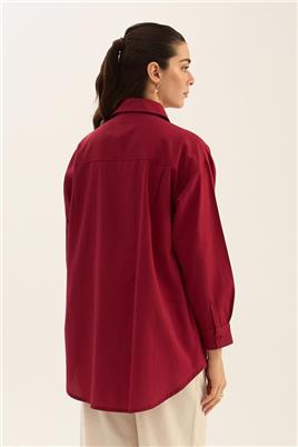 Poplin Gömlek Vişne