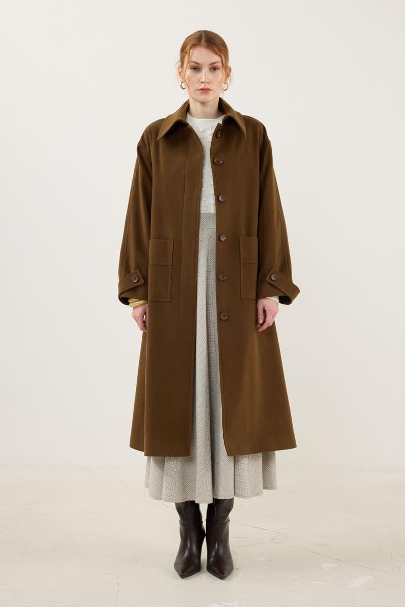 Premium Kaşe Kaban Haki