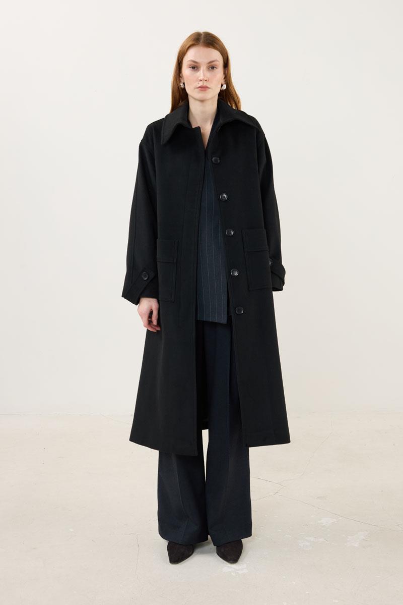 Premium Kaşe Kaban Siyah