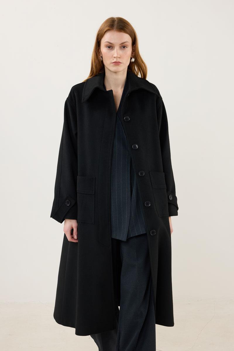 Premium Kaşe Kaban Siyah