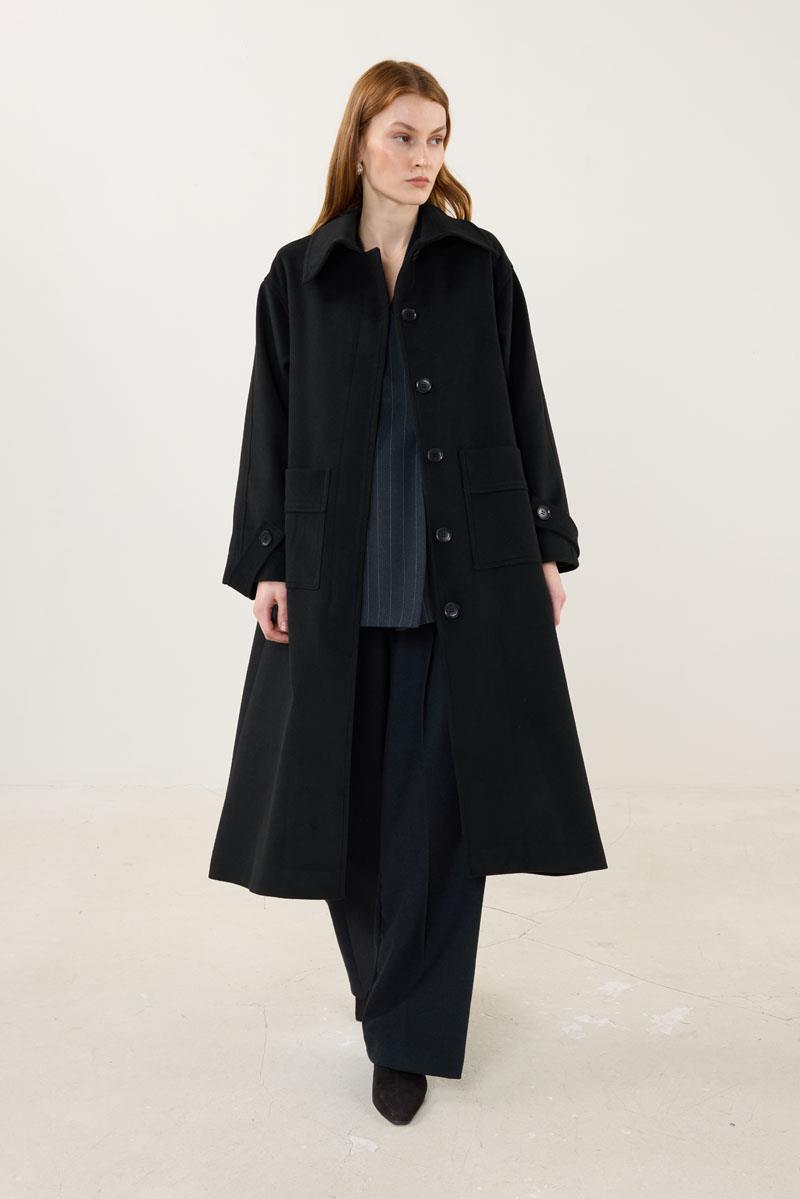 Premium Kaşe Kaban Siyah