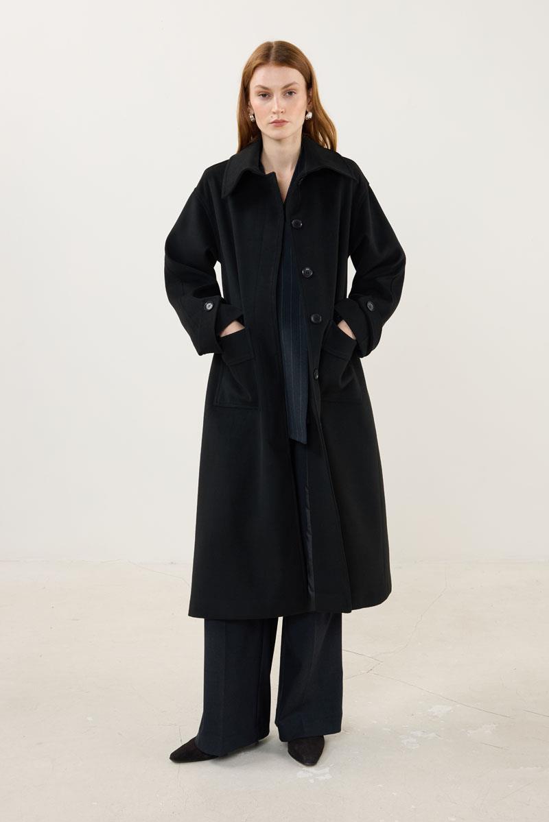 Premium Kaşe Kaban Siyah