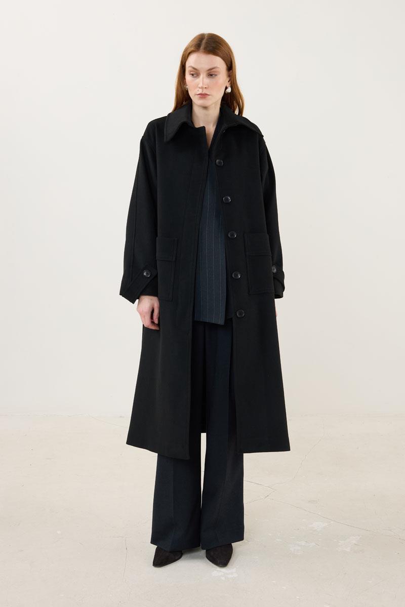 Premium Kaşe Kaban Siyah