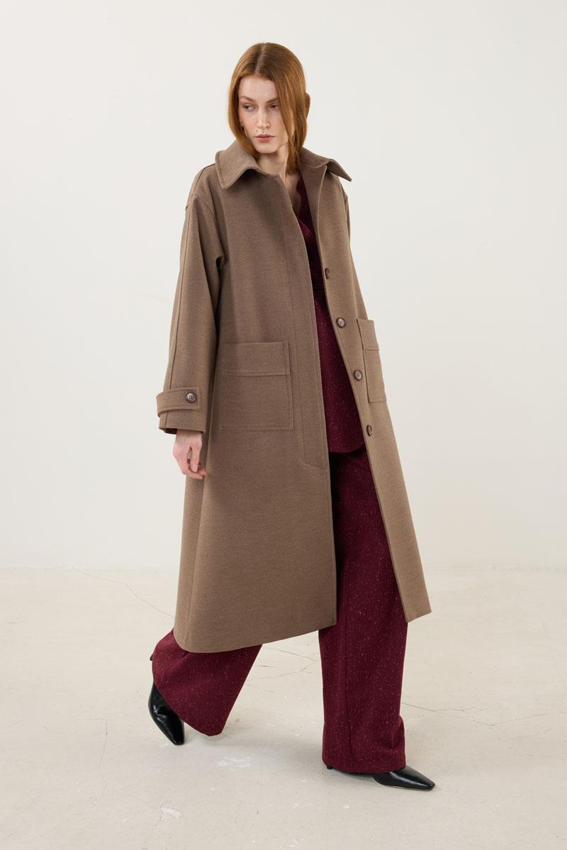 Premium Kaşe Kaban Vizon