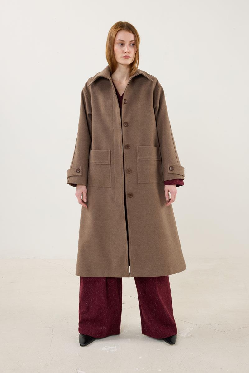 Premium Kaşe Kaban Vizon