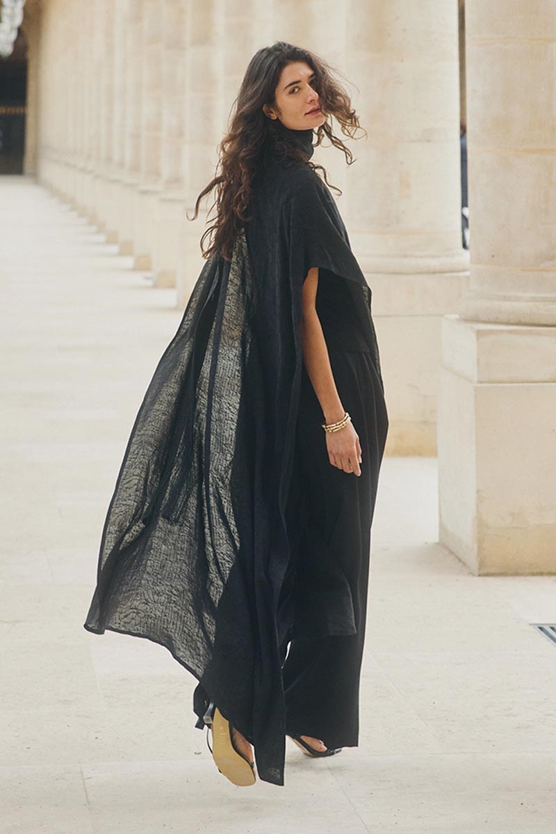 Püskül Kemerli Tasarım Panço Siyah