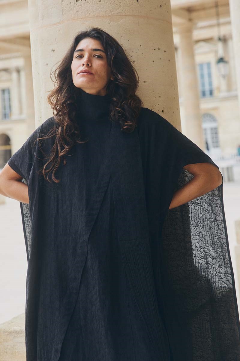 Püskül Kemerli Tasarım Panço Siyah