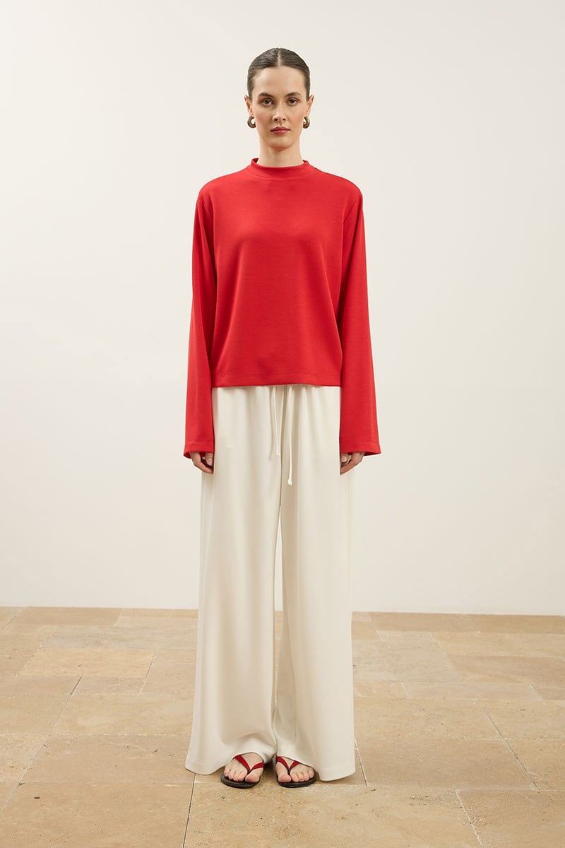 Rahat Kesim Basic Sweatshirt Kırmızı