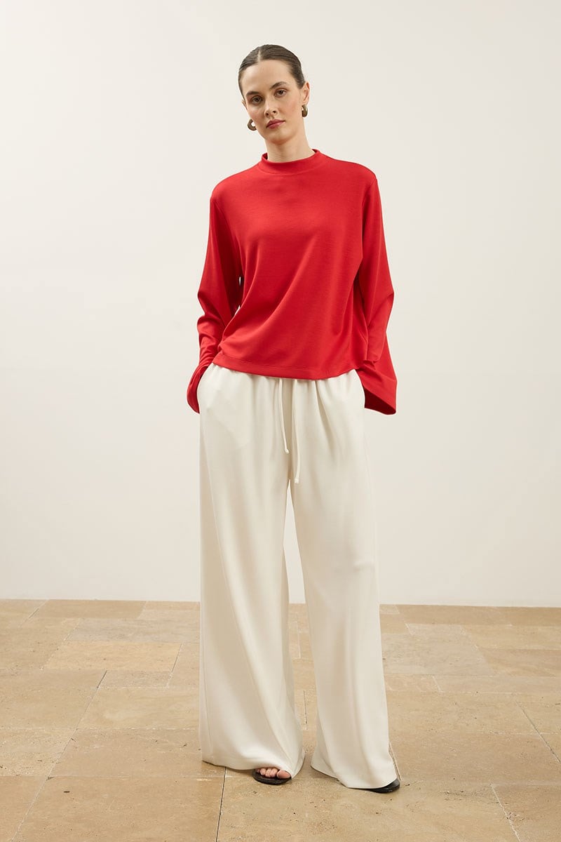 Rahat Kesim Basic Sweatshirt Kırmızı