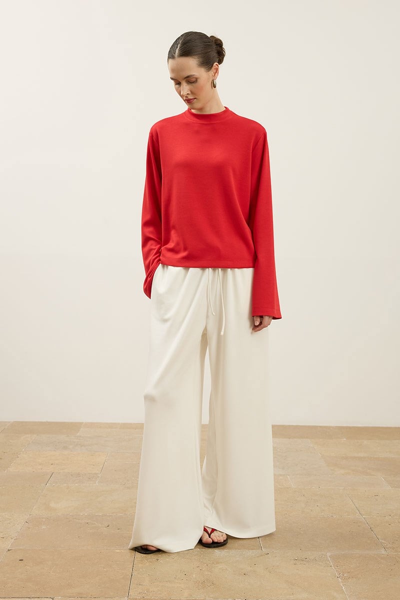 Rahat Kesim Basic Sweatshirt Kırmızı