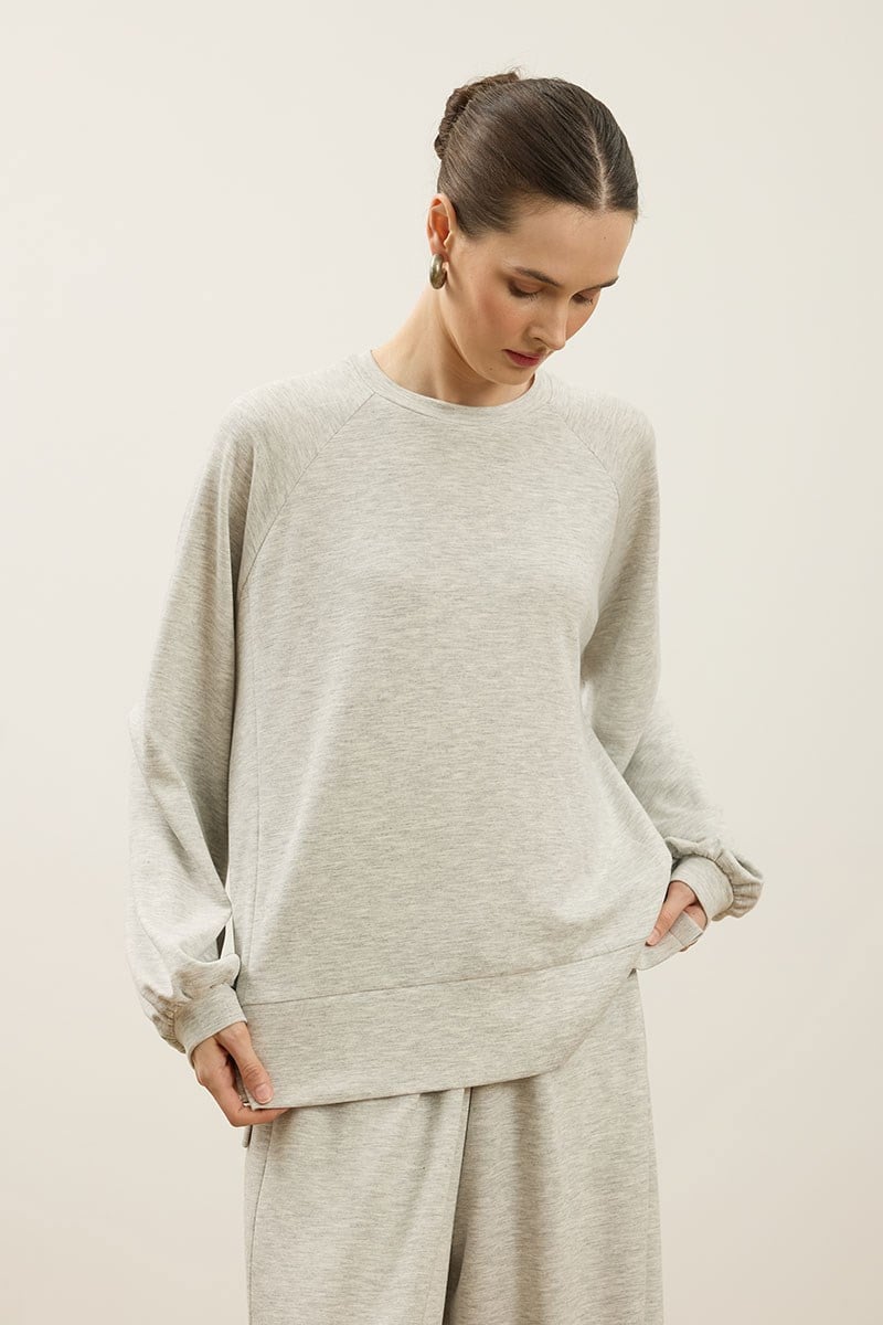 Rahat Kesim Sweatshirt Gri melanj