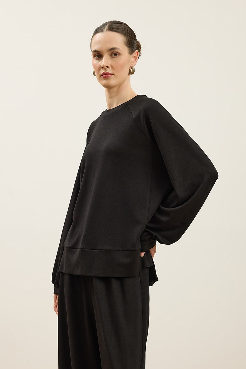 Rahat Kesim Sweatshirt Siyah