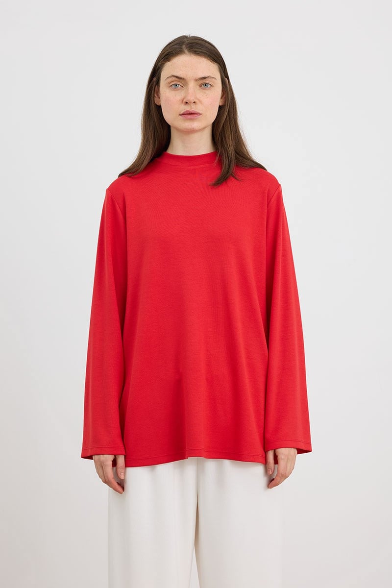 Rahat Kesim Uzun Sweatshirt Kırmızı