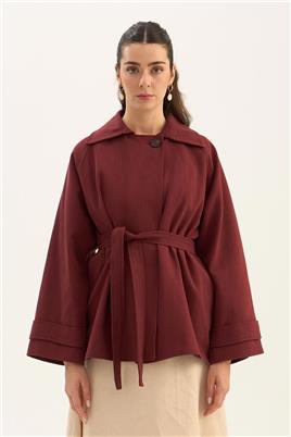 Rüzgarlık Detaylı Ceket Bordo