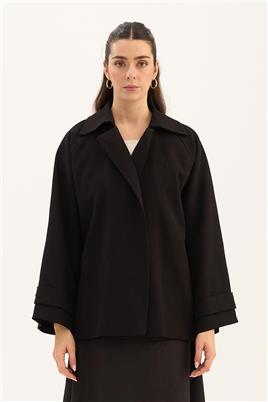 Rüzgarlık Detaylı Ceket Siyah