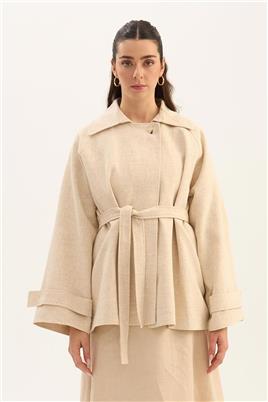 Rüzgarlık Detaylı Ceket Naturel