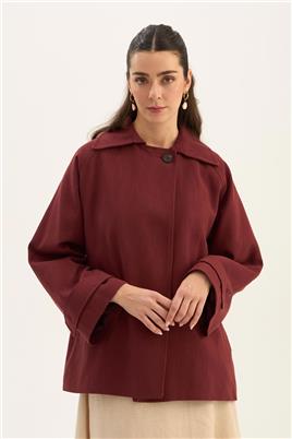 Rüzgarlık Detaylı Ceket Bordo